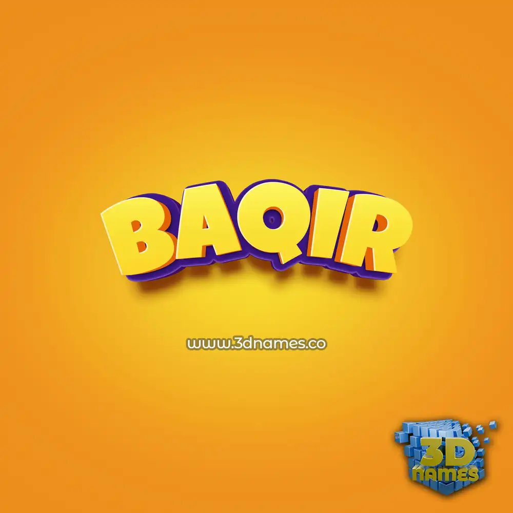 baqir in Orange Toon style - 3D name wallpaper