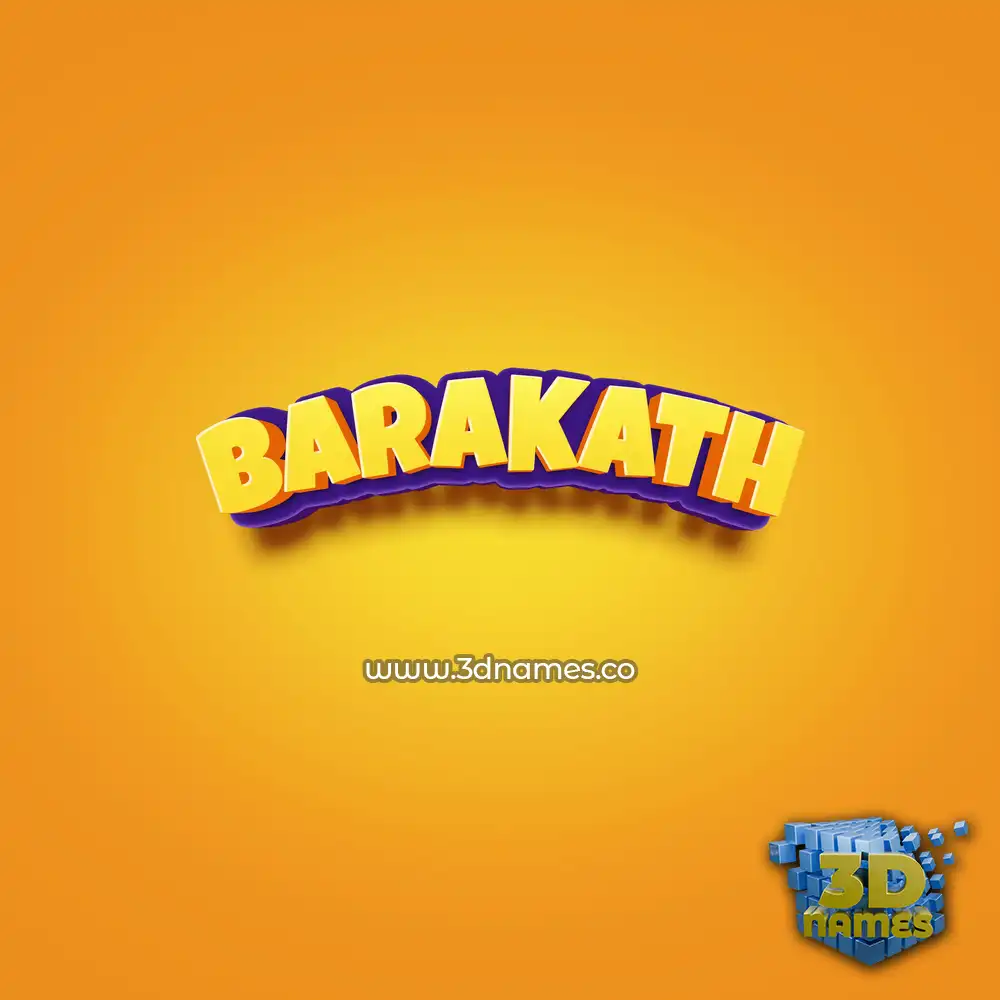 barakath in Orange Toon style - 3D name wallpaper