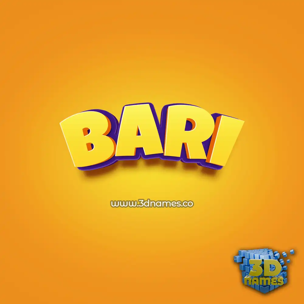 bari in Orange Toon style - 3D name wallpaper