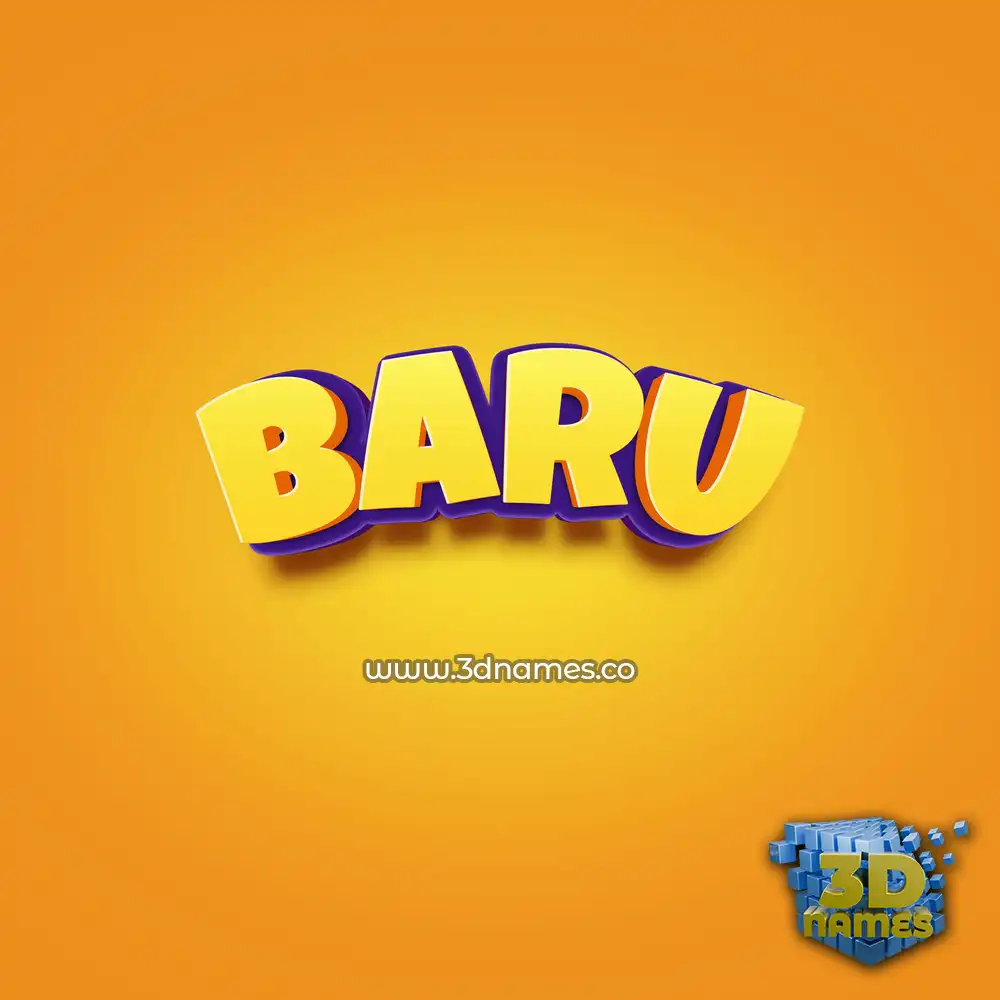 baru in Orange Toon style - 3D name wallpaper