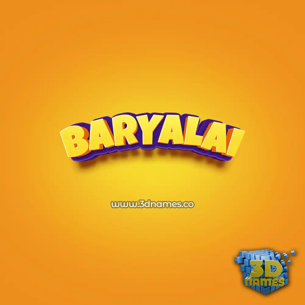 baryalai in Orange Toon style - 3D name wallpaper