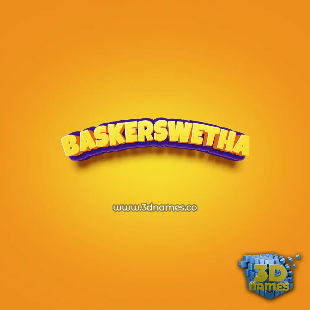 baskerswetha in Orange Toon style - 3D name wallpaper
