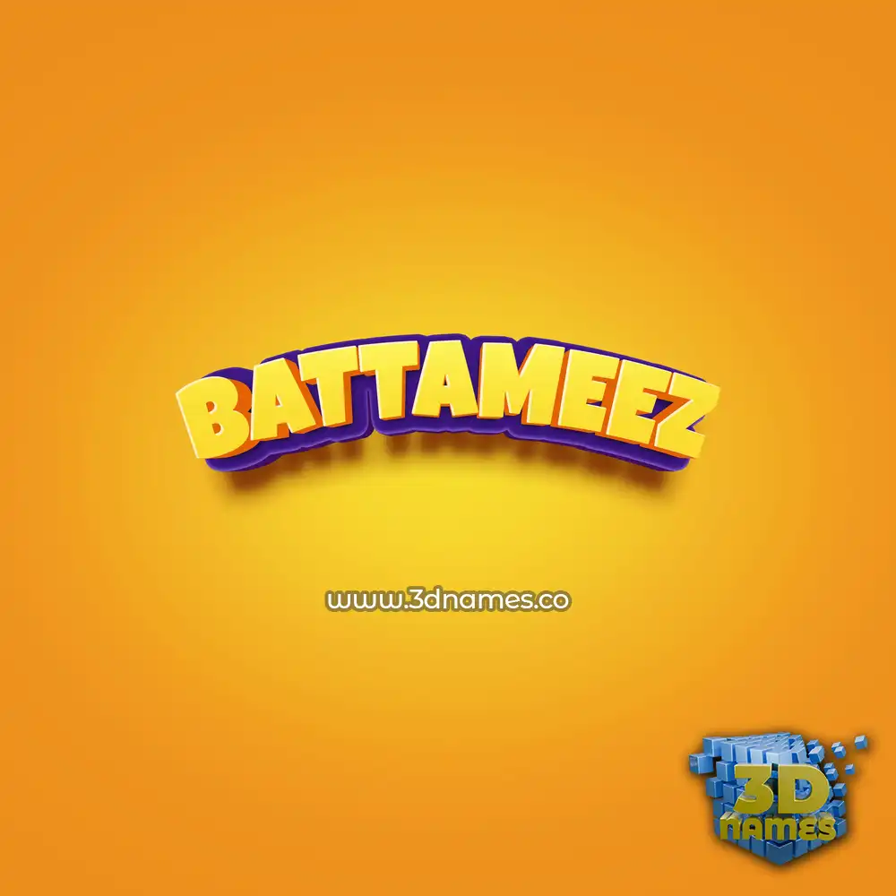 battameez in Orange Toon style - 3D name wallpaper