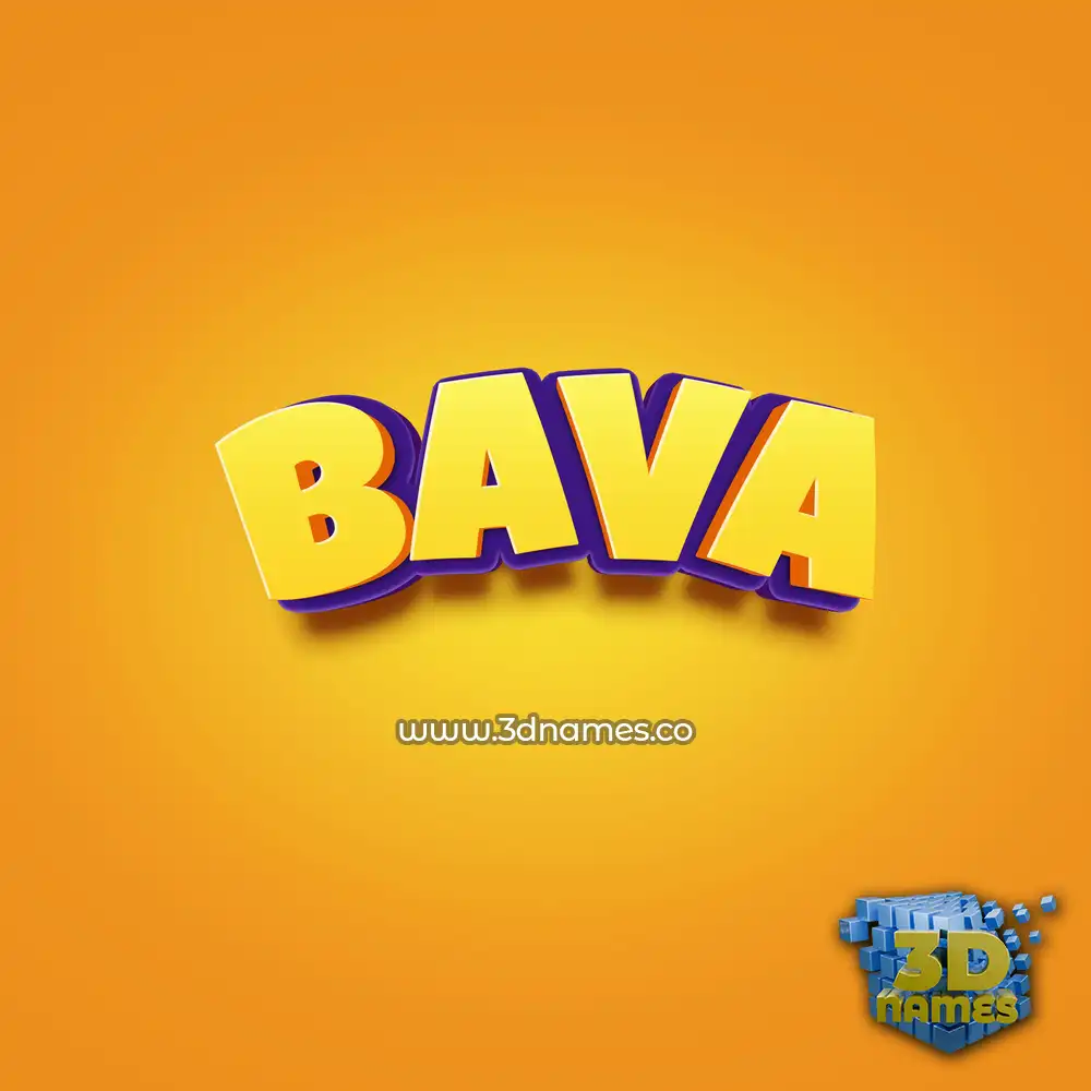 bava in Orange Toon style - 3D name wallpaper