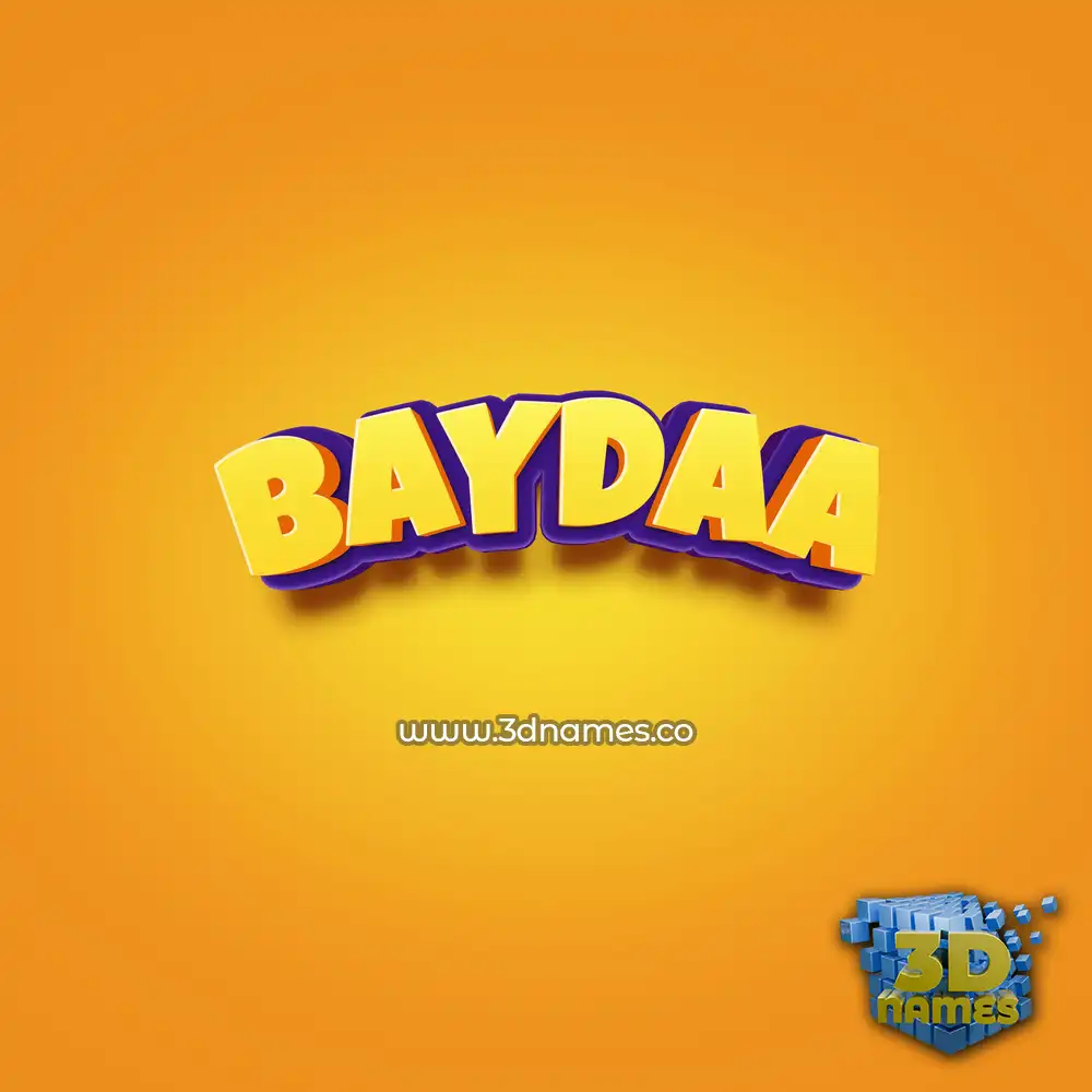 baydaa in Orange Toon style - 3D name wallpaper
