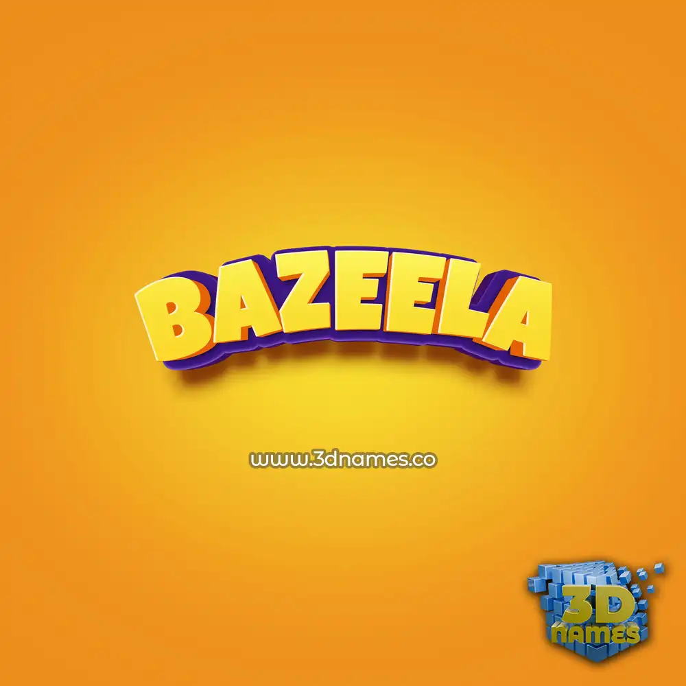 bazeela in Orange Toon style - 3D name wallpaper