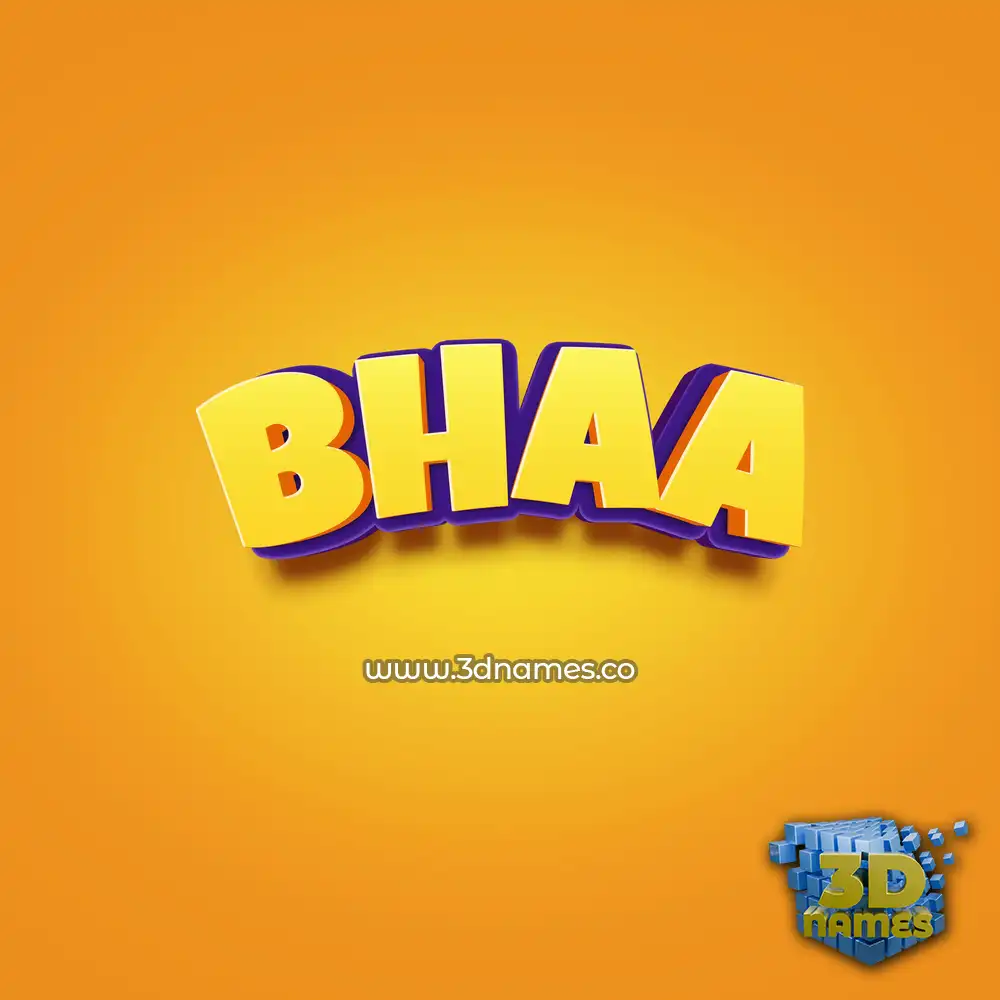 bhaa in Orange Toon style - 3D name wallpaper