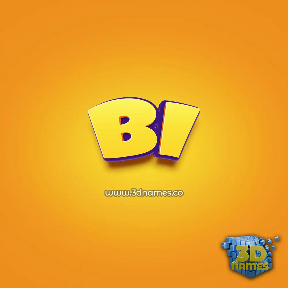 bi in Orange Toon style - 3D name wallpaper