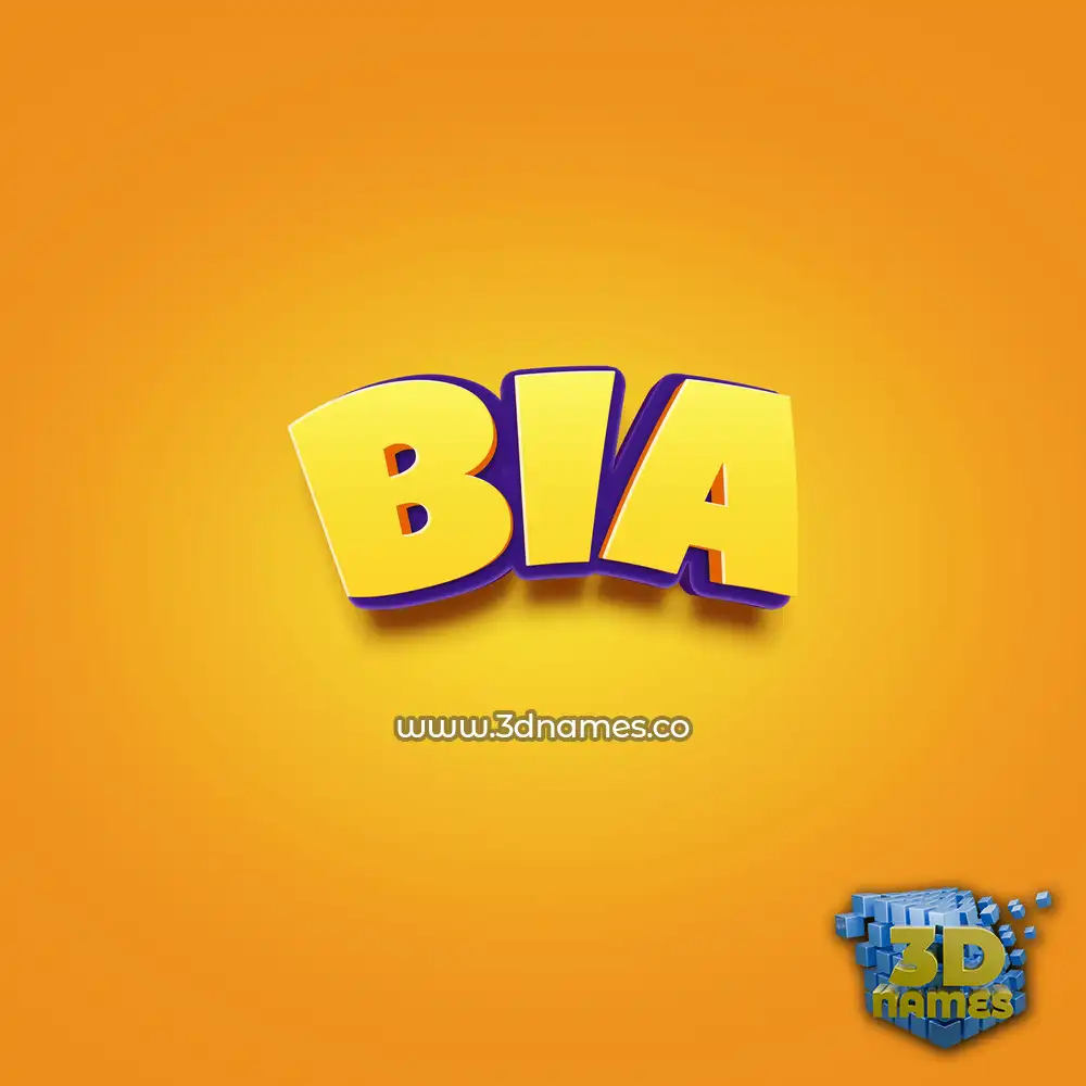 bia in Orange Toon style - 3D name wallpaper