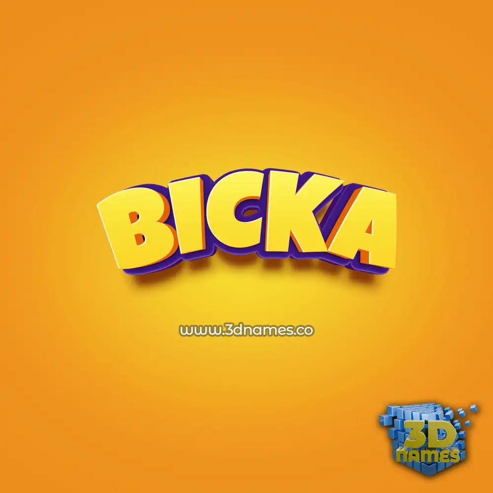 bicka in Orange Toon style - 3D name wallpaper