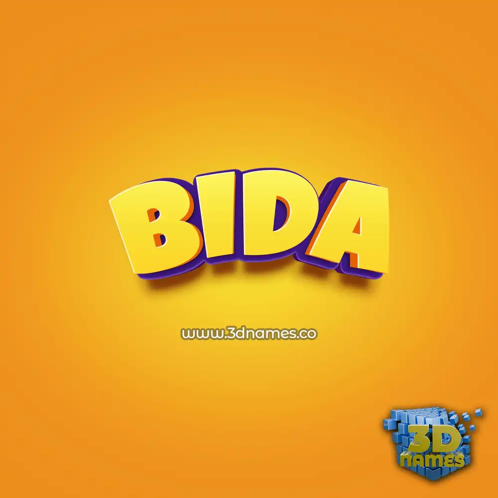 bida in Orange Toon style - 3D name wallpaper