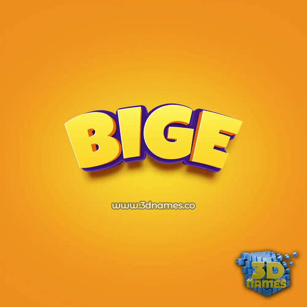 bige in Orange Toon style - 3D name wallpaper