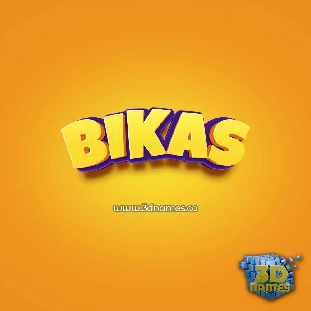 bikas in Orange Toon style - 3D name wallpaper