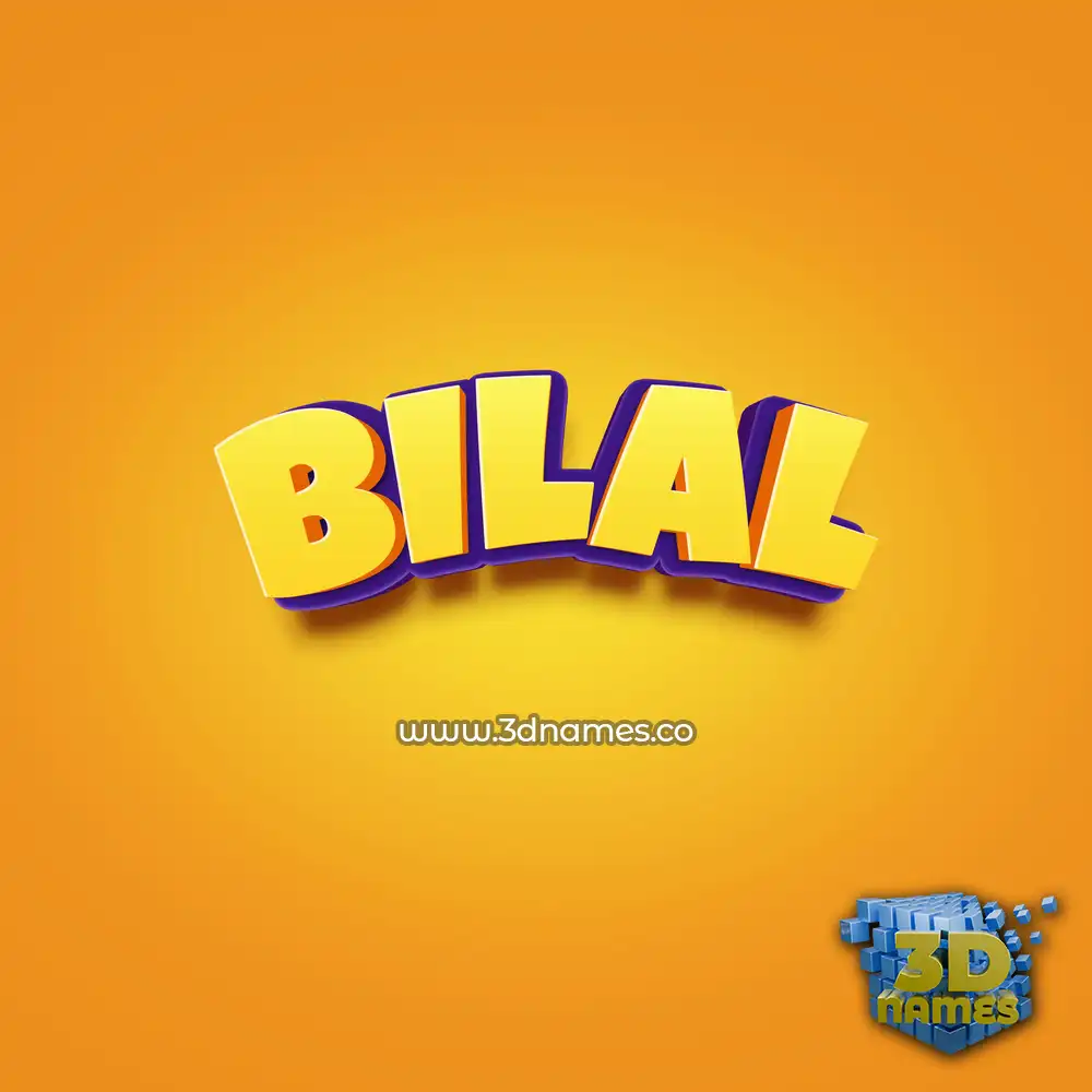 bilal in Orange Toon style - 3D name wallpaper