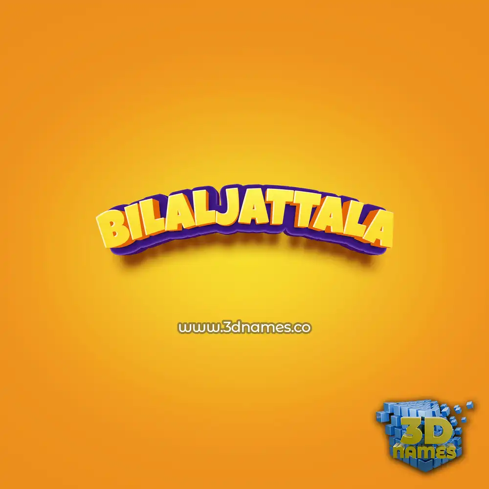 bilaljattala in Orange Toon style - 3D name wallpaper