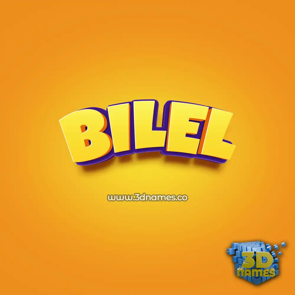 bilel in Orange Toon style - 3D name wallpaper