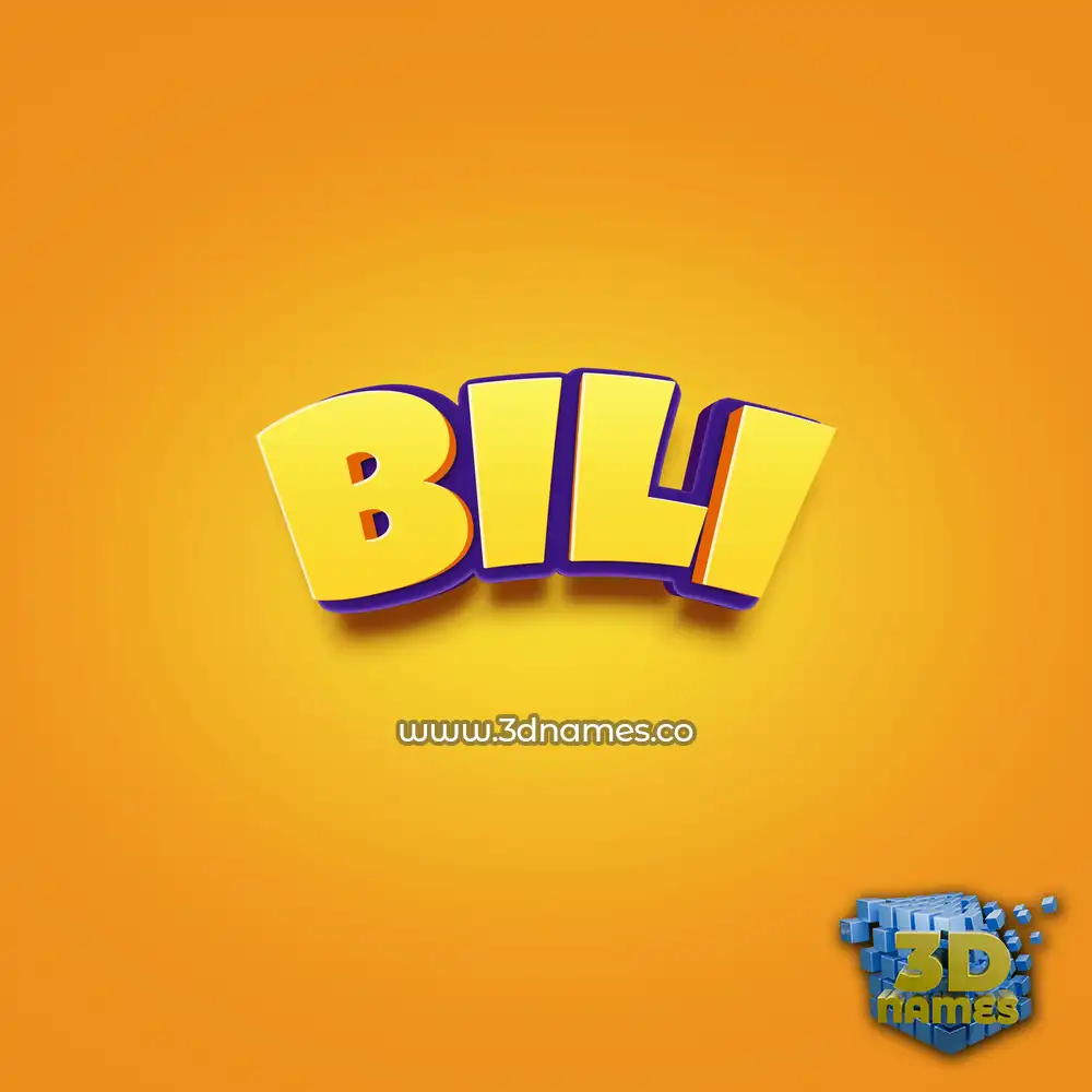 bili in Orange Toon style - 3D name wallpaper