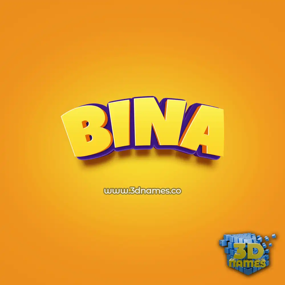 bina in Orange Toon style - 3D name wallpaper