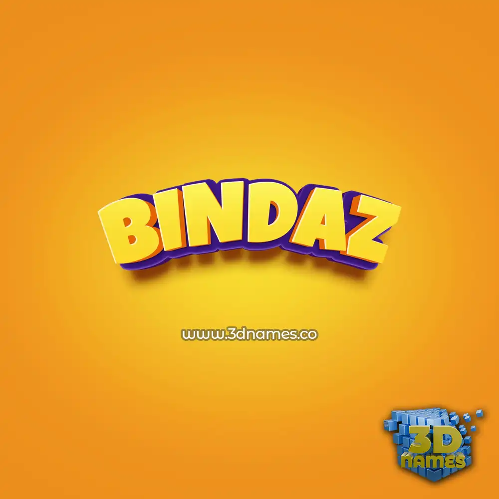 bindaz in Orange Toon style - 3D name wallpaper