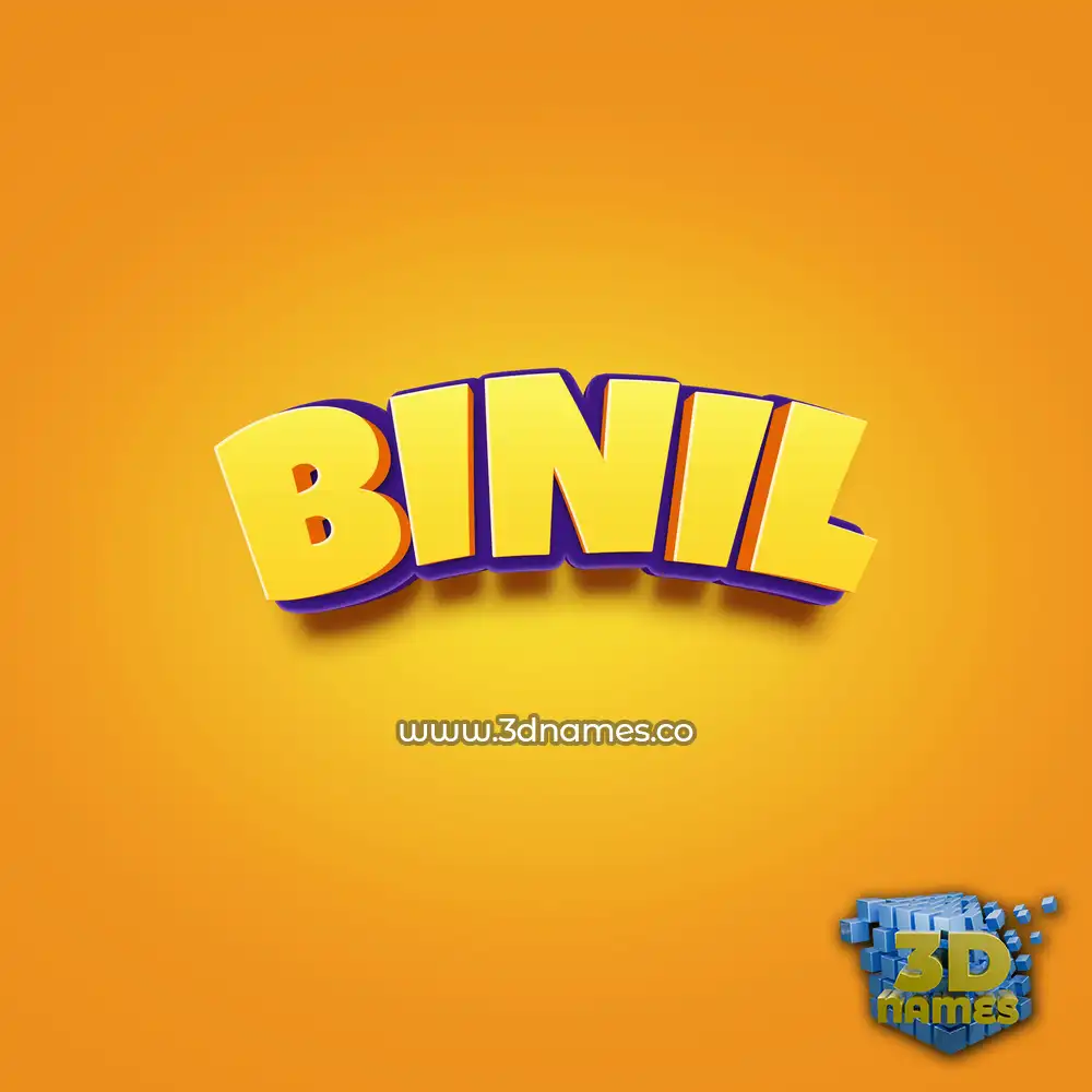 binil in Orange Toon style - 3D name wallpaper