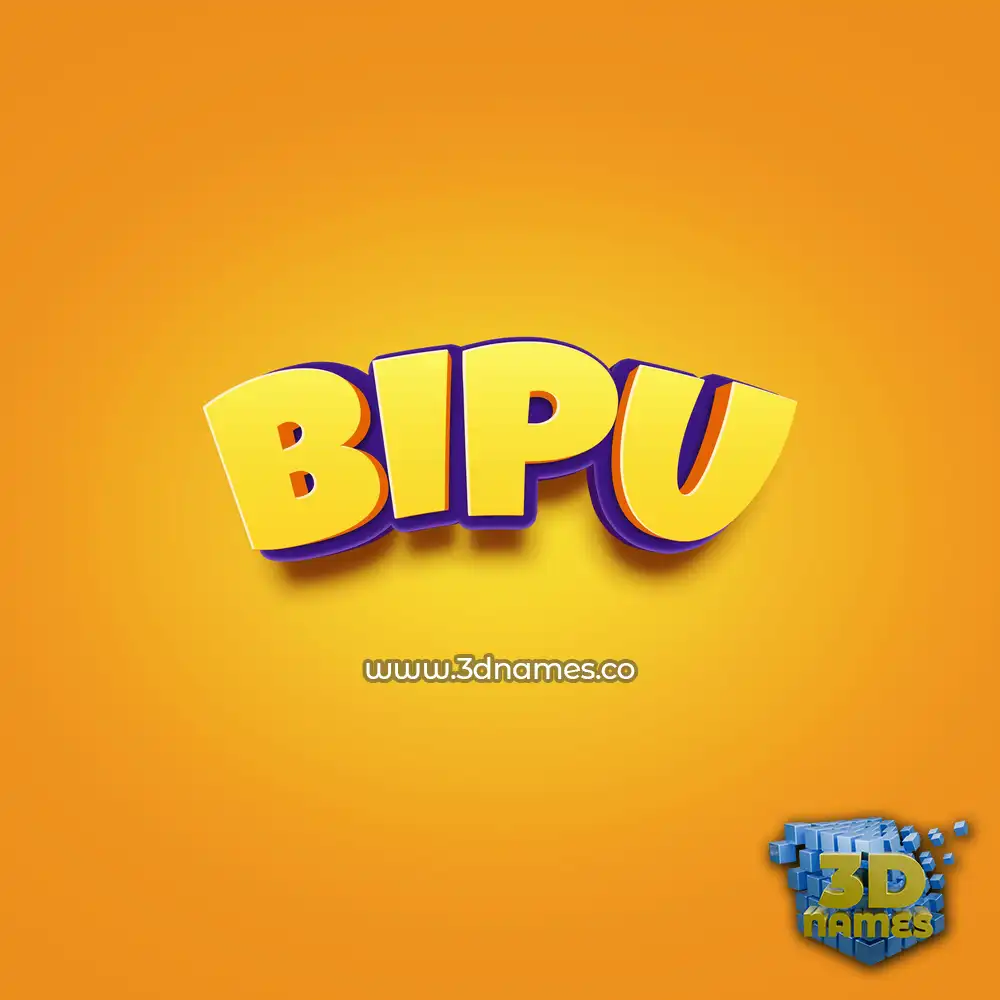 bipu in Orange Toon style - 3D name wallpaper