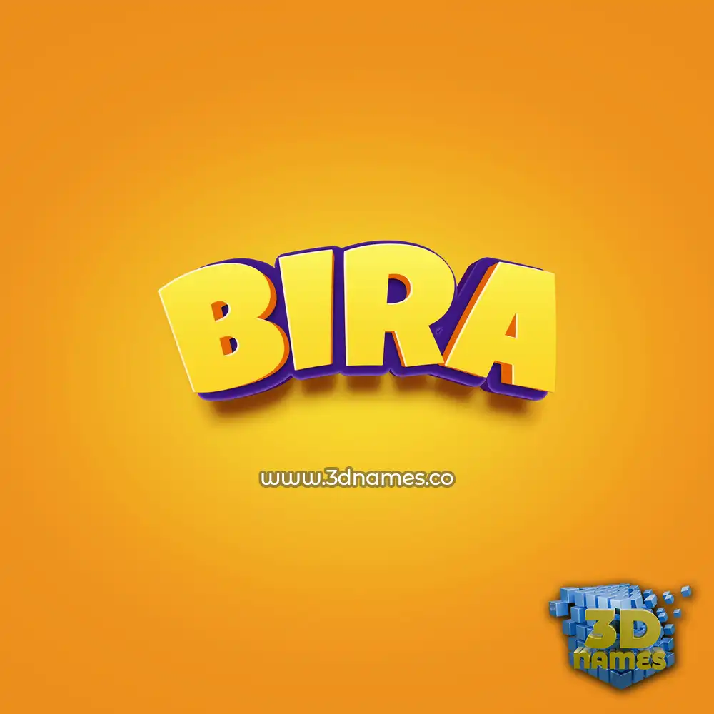 bira in Orange Toon style - 3D name wallpaper