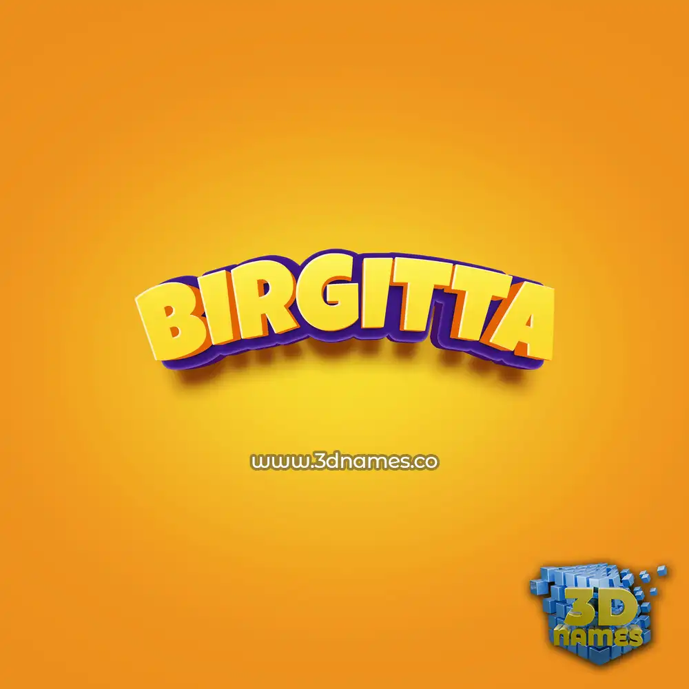 birgitta in Orange Toon style - 3D name wallpaper