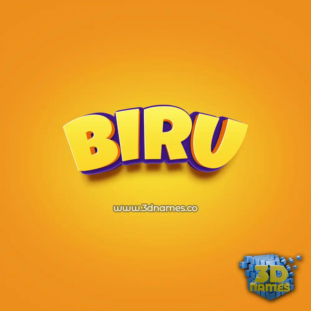 biru in Orange Toon style - 3D name wallpaper