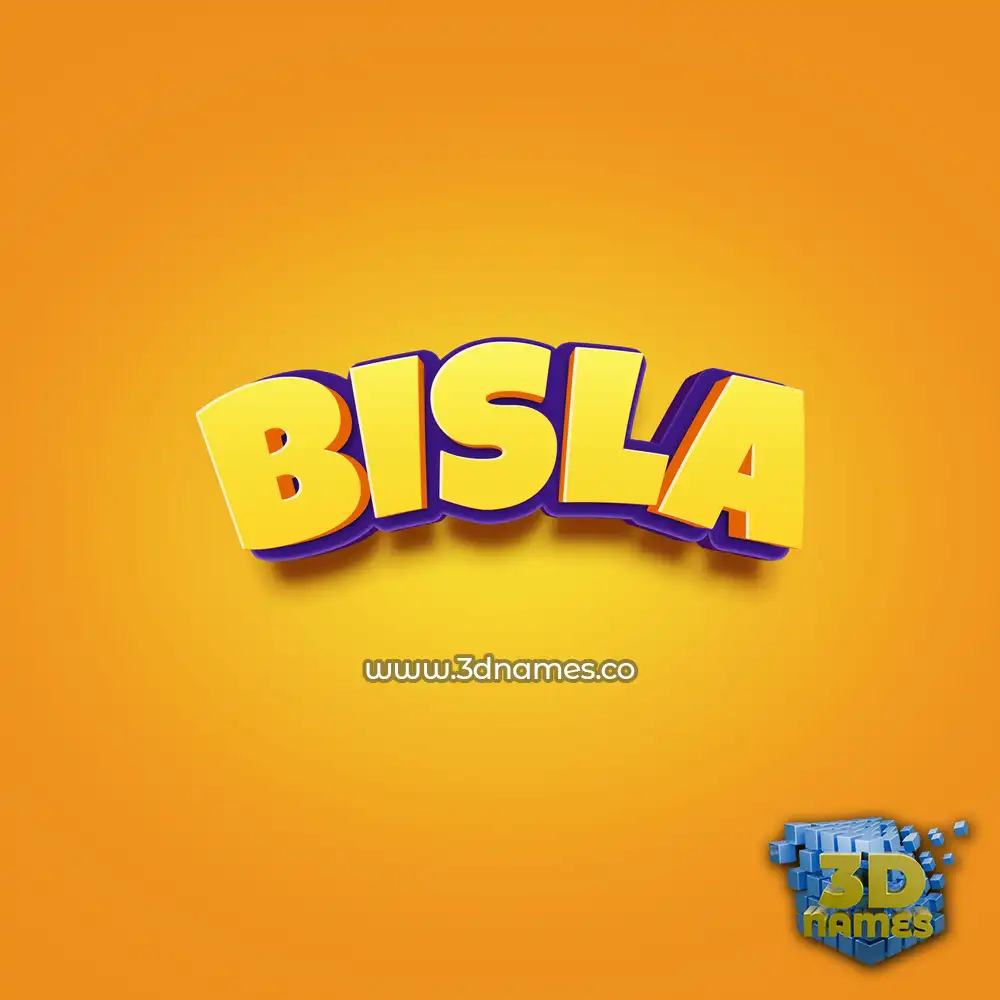 bisla in Orange Toon style - 3D name wallpaper