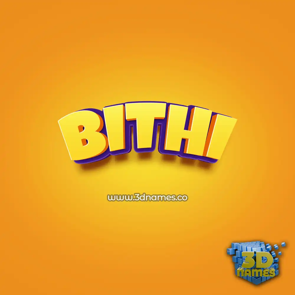 bithi in Orange Toon style - 3D name wallpaper