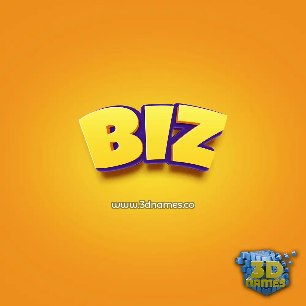 biz in Orange Toon style - 3D name wallpaper