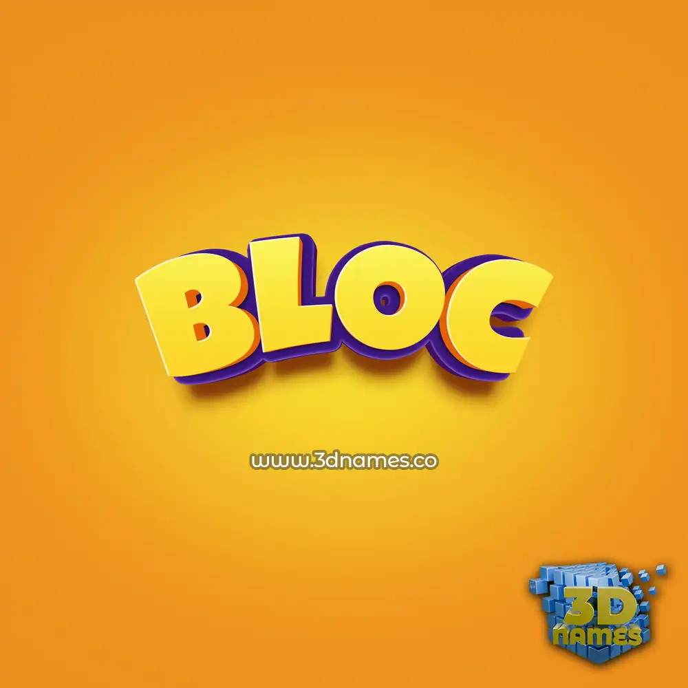 bloc in Orange Toon style - 3D name wallpaper