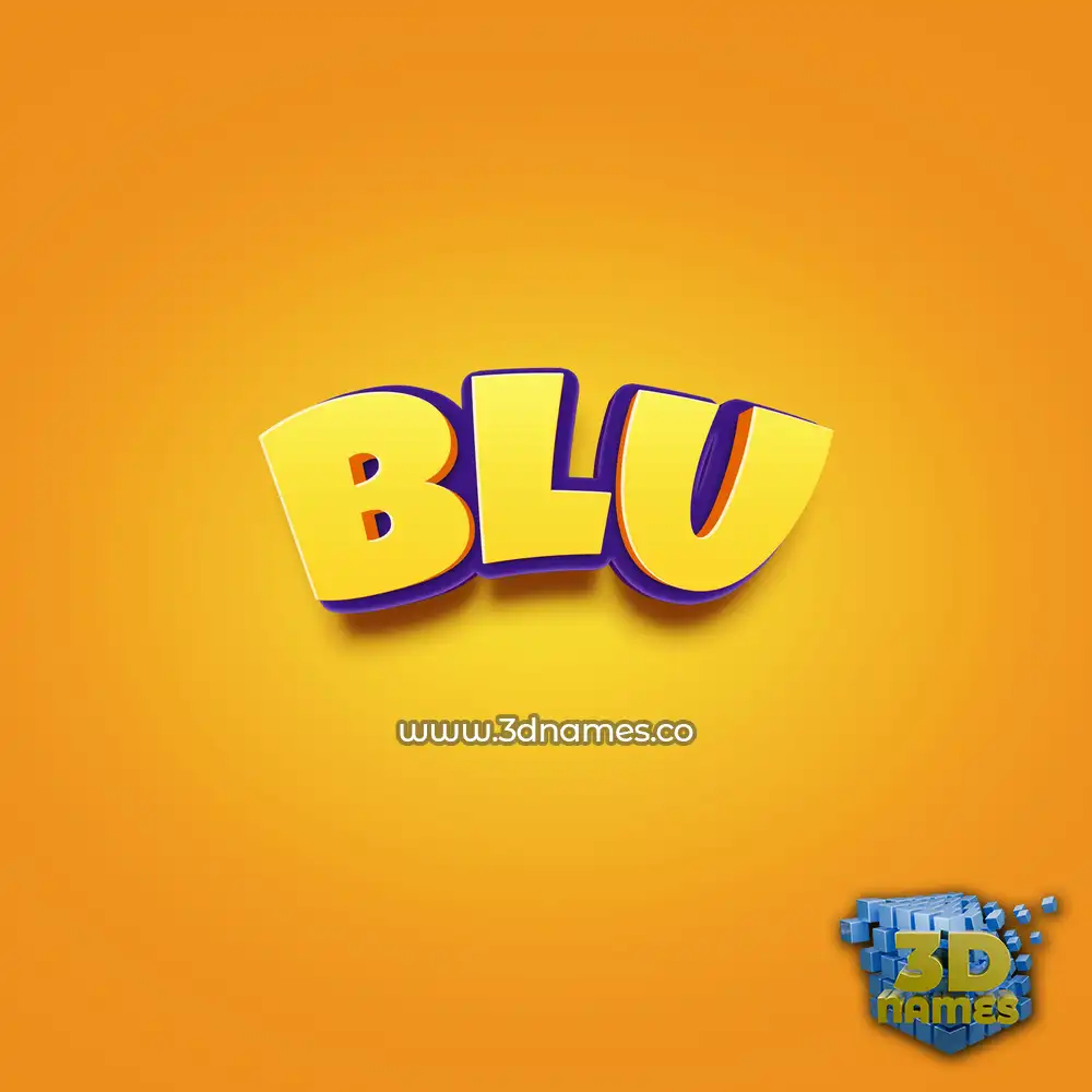 blu in Orange Toon style - 3D name wallpaper