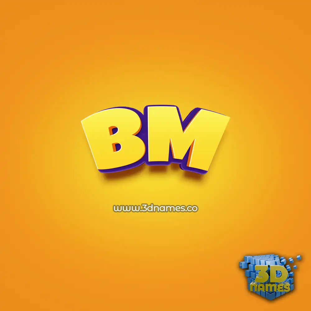 bm in Orange Toon style - 3D name wallpaper