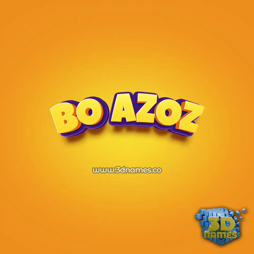 bo azoz in Orange Toon style - 3D name wallpaper