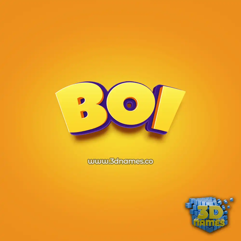 boi in Orange Toon style - 3D name wallpaper