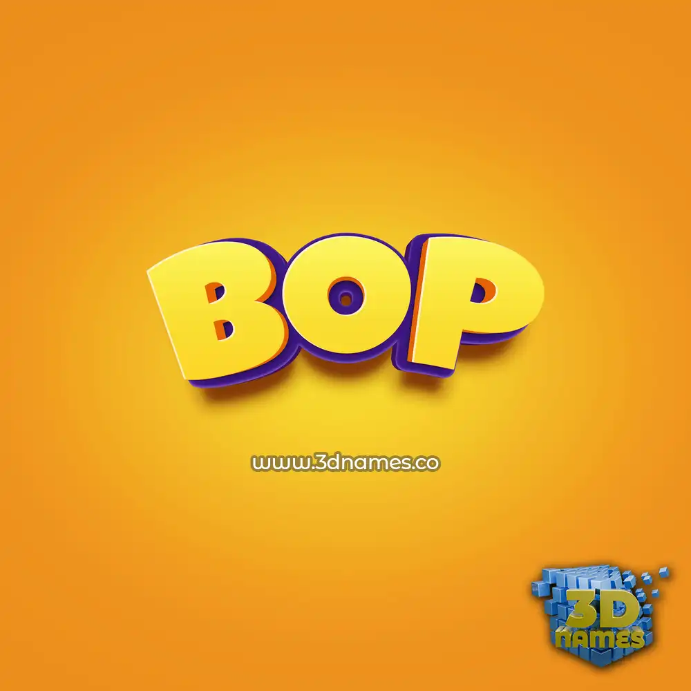 bop in Orange Toon style - 3D name wallpaper