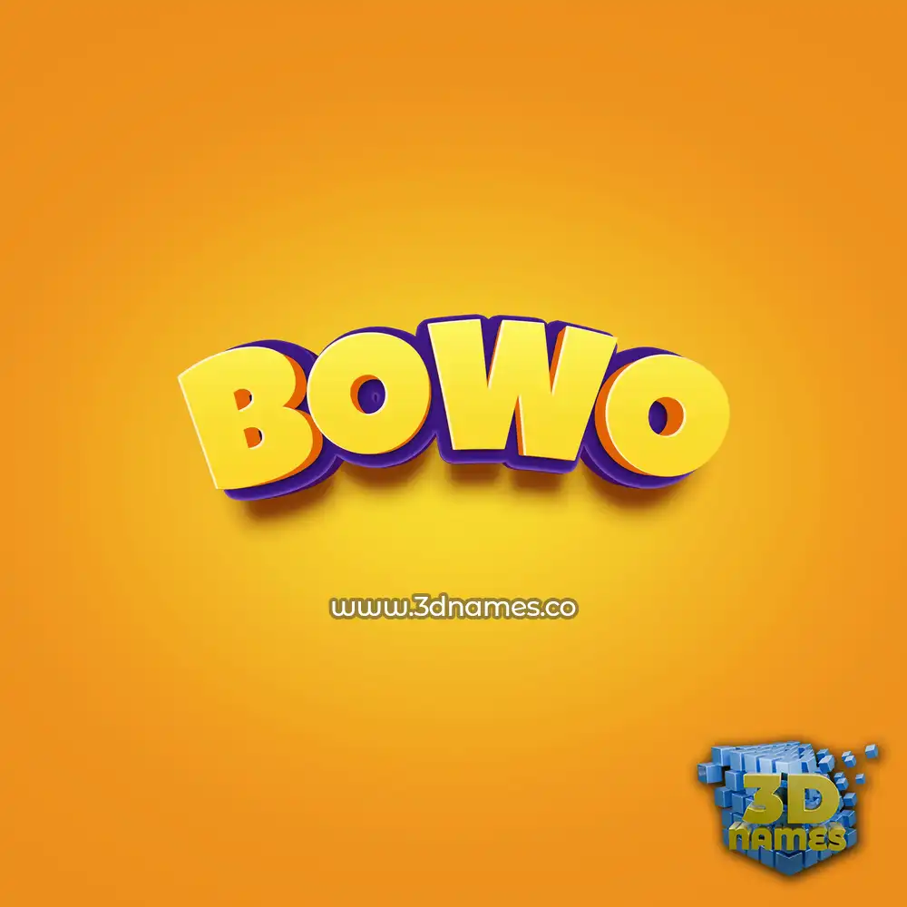 bowo in Orange Toon style - 3D name wallpaper
