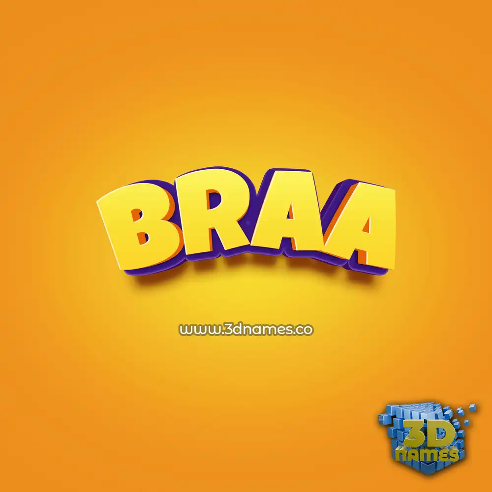 braa in Orange Toon style - 3D name wallpaper