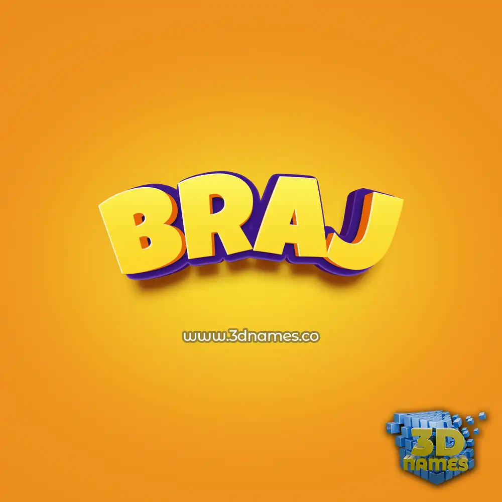 braj in Orange Toon style - 3D name wallpaper
