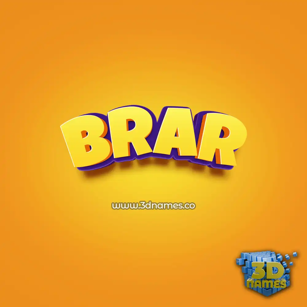 brar in Orange Toon style - 3D name wallpaper