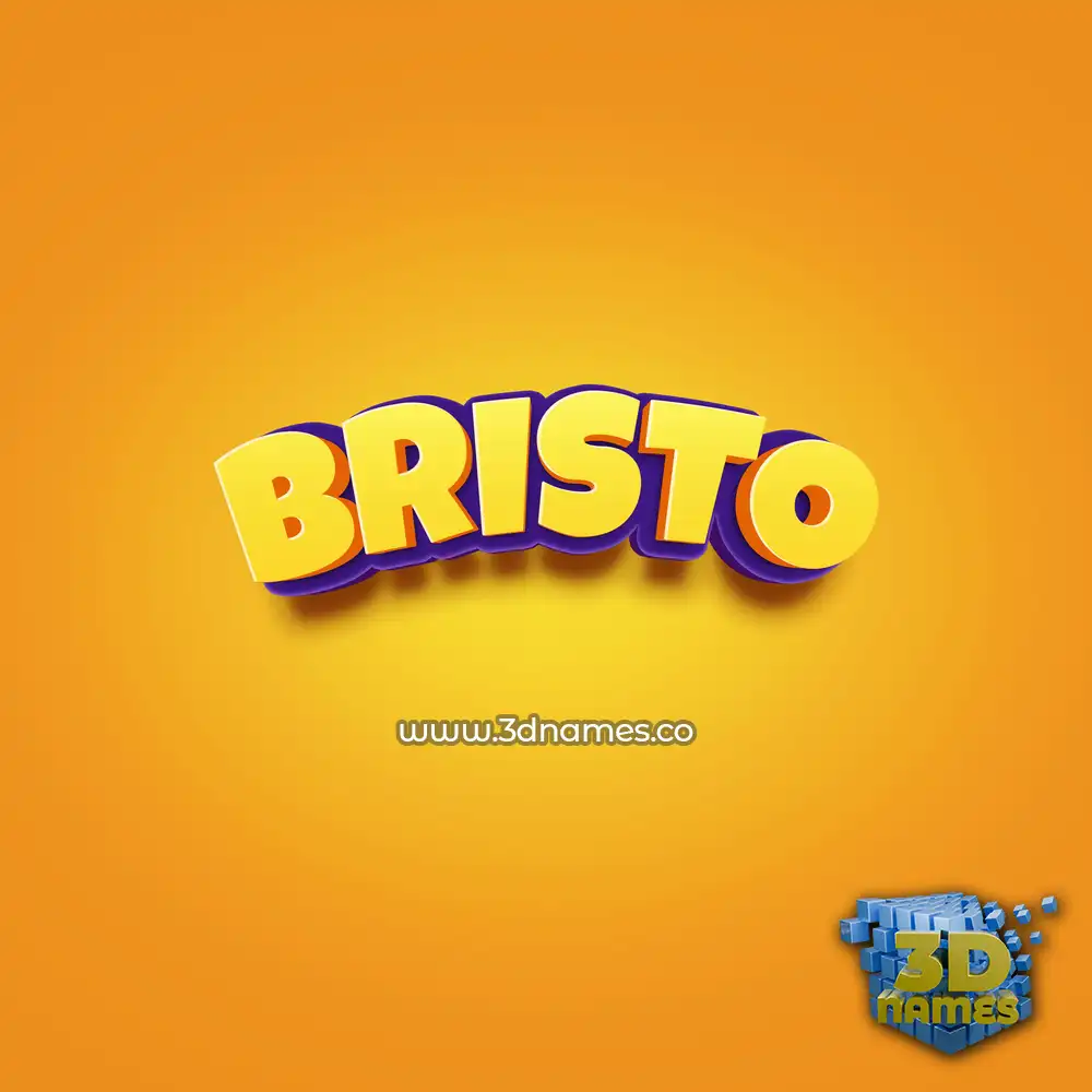 bristo in Orange Toon style - 3D name wallpaper