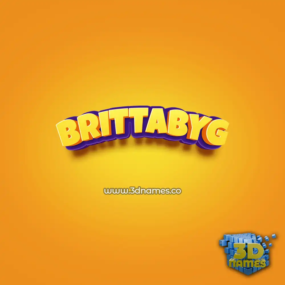 brittabyg in Orange Toon style - 3D name wallpaper