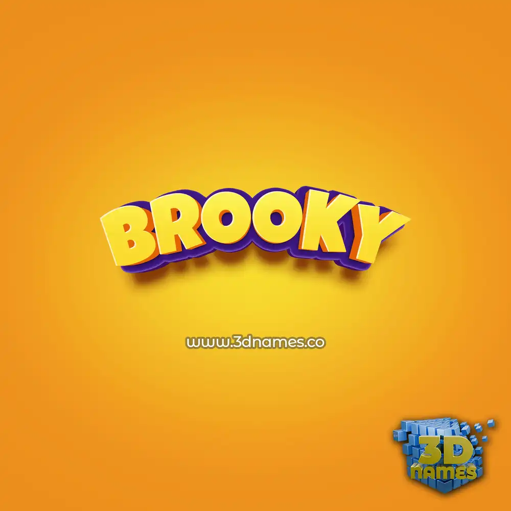 brooky in Orange Toon style - 3D name wallpaper