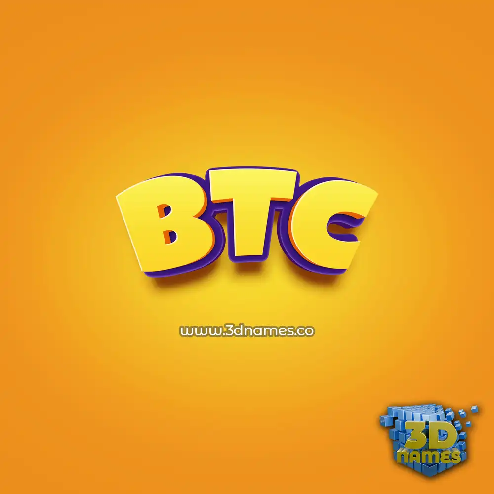 btc in Orange Toon style - 3D name wallpaper