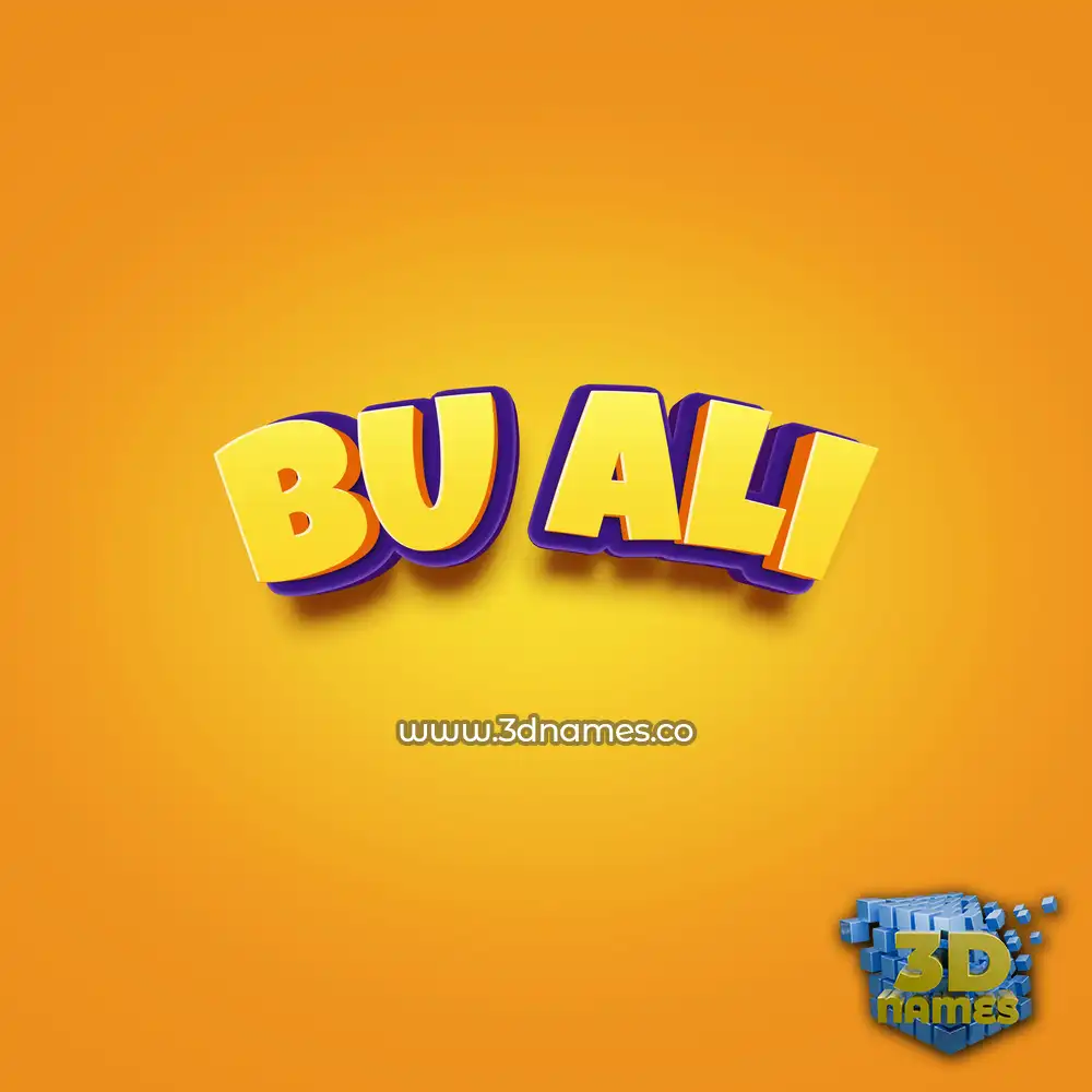 bu ali in Orange Toon style - 3D name wallpaper