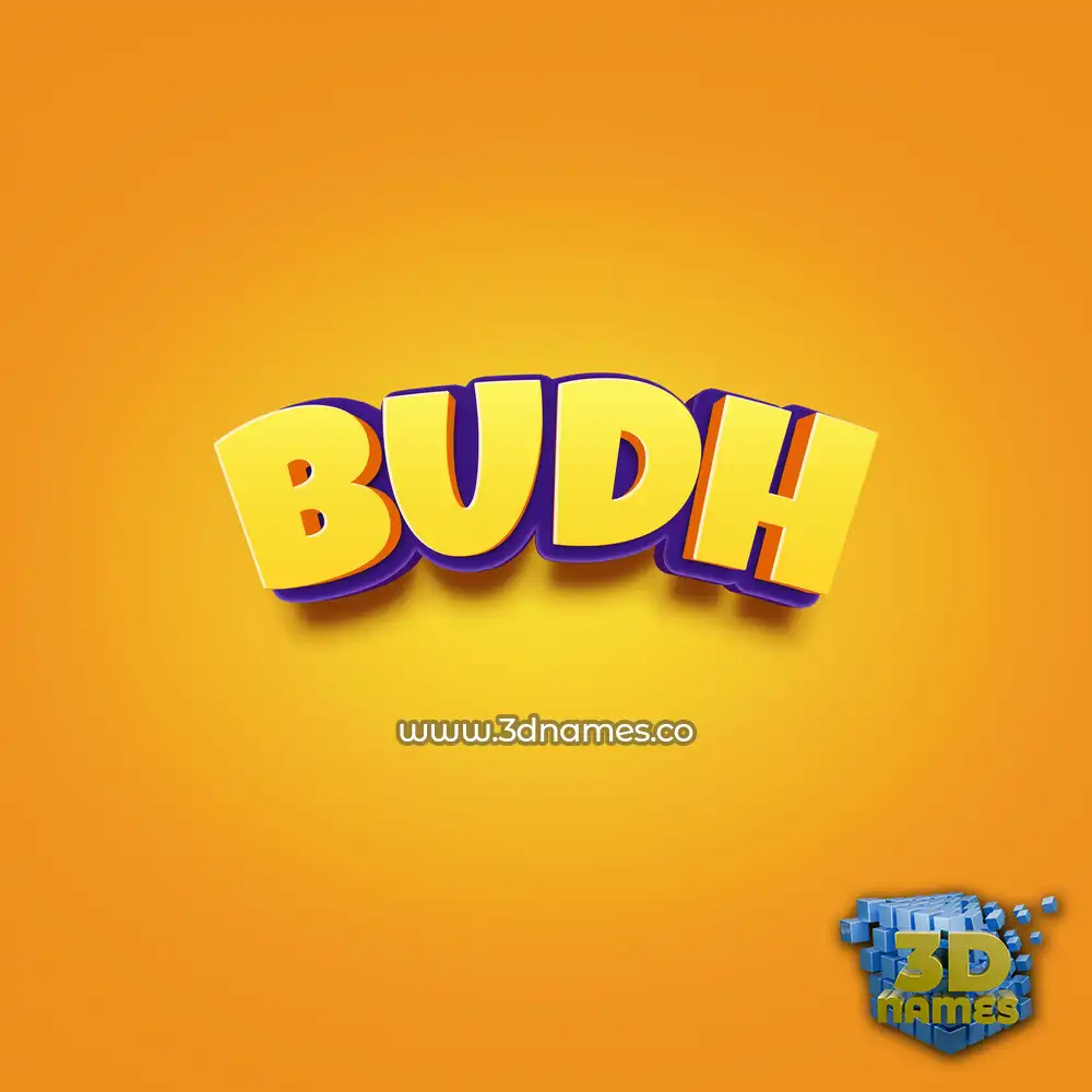 budh in Orange Toon style - 3D name wallpaper