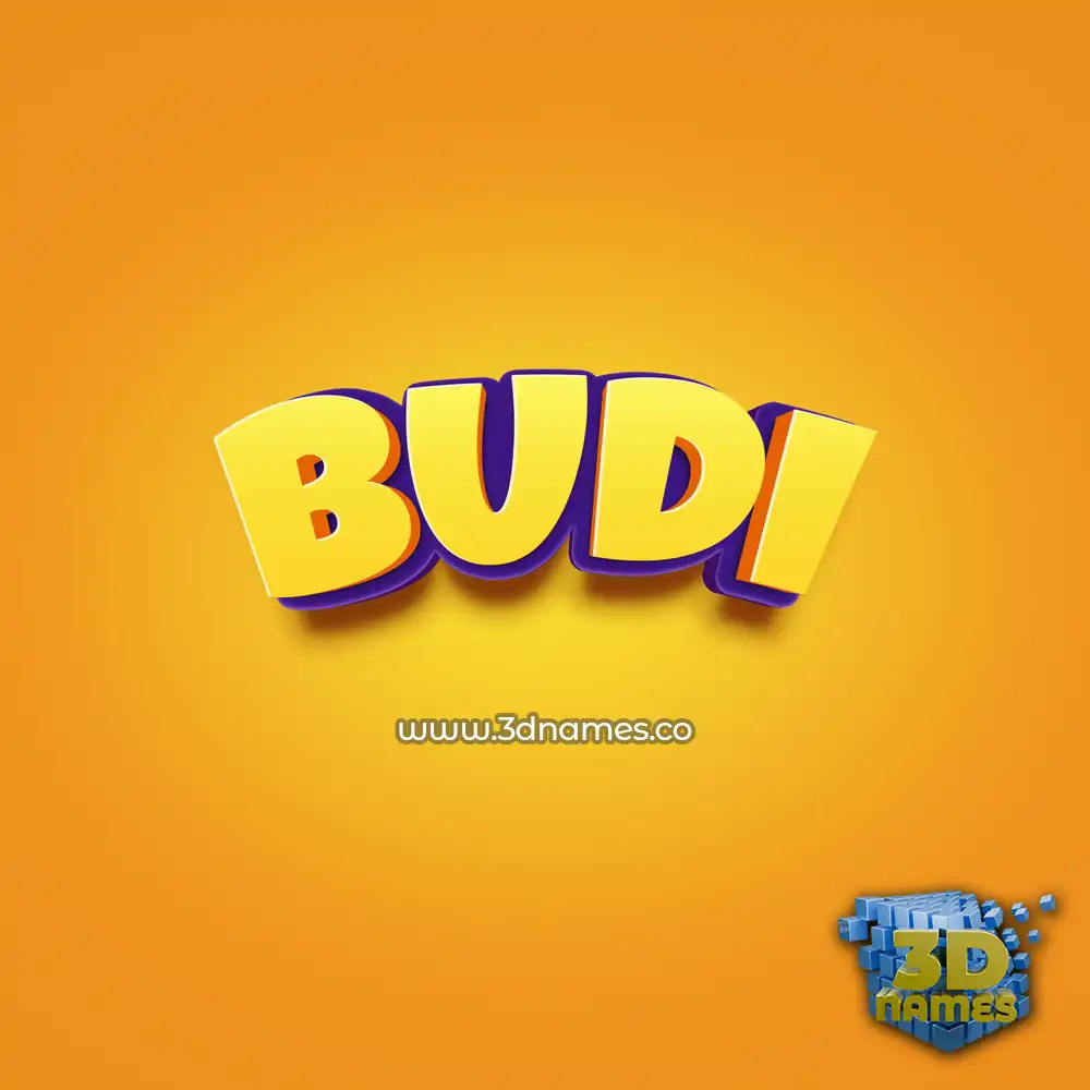budi in Orange Toon style - 3D name wallpaper