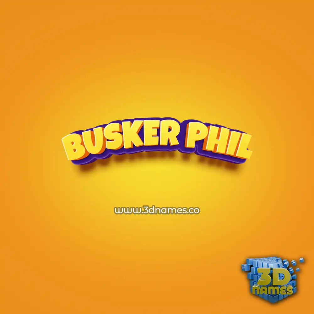 busker phil in Orange Toon style - 3D name wallpaper