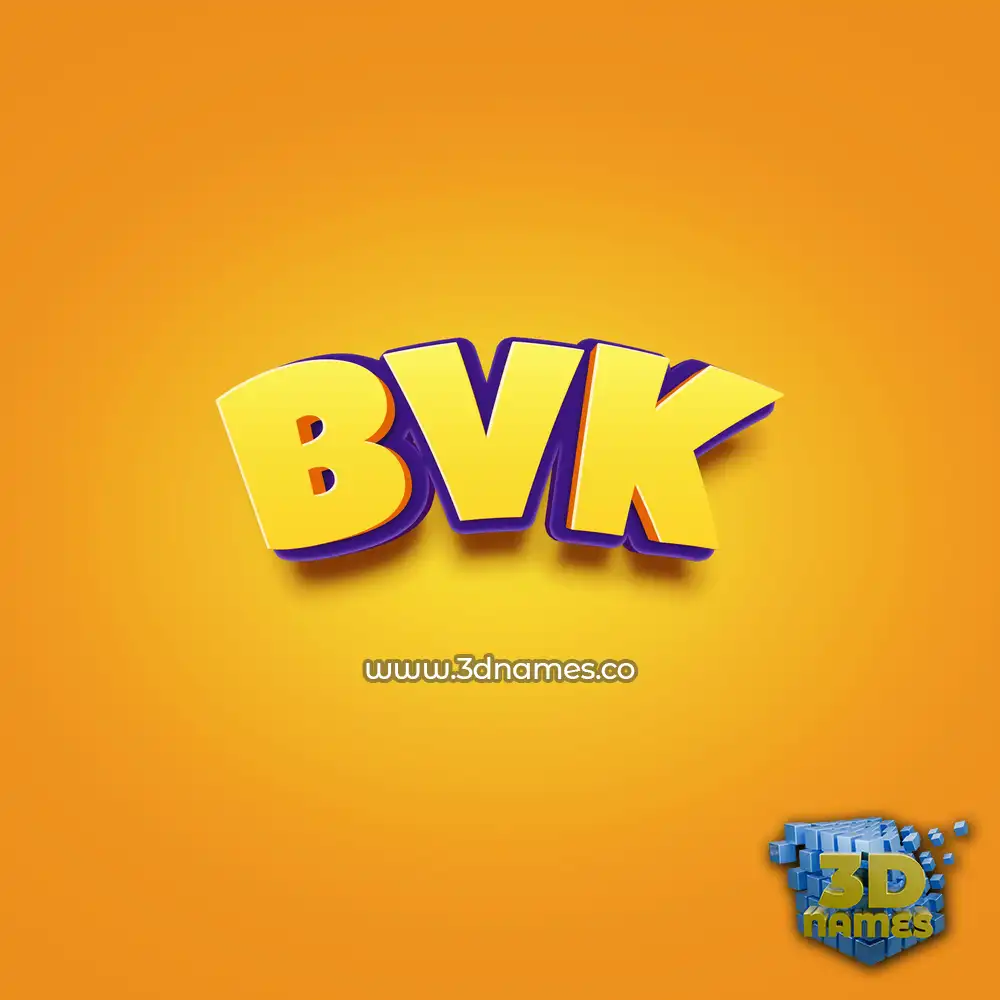 bvk in Orange Toon style - 3D name wallpaper
